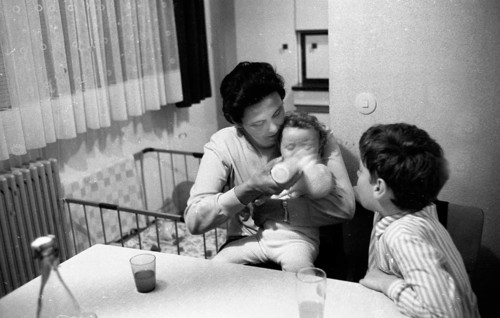 The work of a housewife and mother shopping for groceries at the supermarket and Aldi