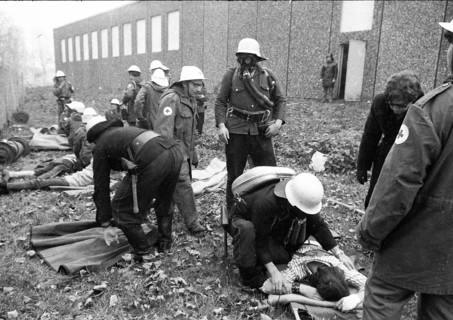An emergency exercise of the fire brigade