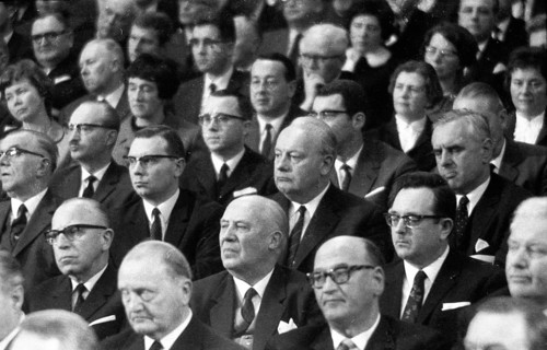 Franz Josef Strauss at a conference with Bundeswehr military personnel in the Ruhr area