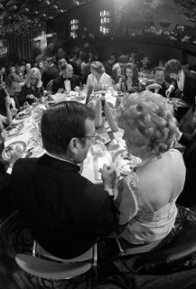 Banquet and ball at the Duesseldorf Hilton Hotel in 1966 accompanied by protest with reference to misery and terror in Brazil