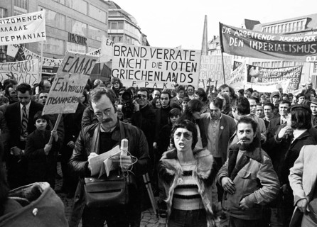 Greeks and Germans demonstrated in Bonn on 10. 3. 1973 against the Greek military junta and for freedom in Greece