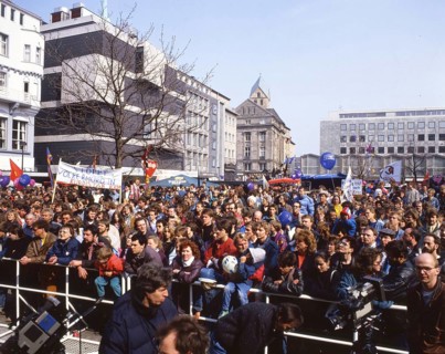 Dortmund. Rally for the Easter March 1989. Ruhr 89