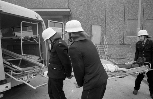 An emergency exercise of the fire brigade