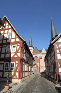 Half-timbered houses and Gothic Church of Our Dear Lady