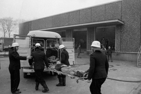 An emergency exercise of the fire brigade