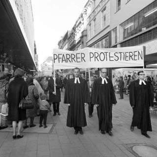 Those who support the Vietnam War betray the gospel of love. Pastors protest. With these slogans and sometimes wearing their robes