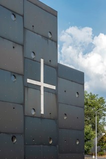 Metallic facade of Donau City Church