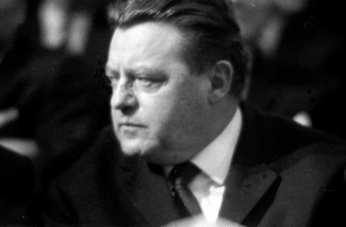 Franz Josef Strauss at a conference with Bundeswehr military personnel in the Ruhr area