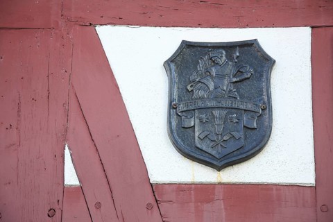 Coat of arms with knight and inscription one for all
