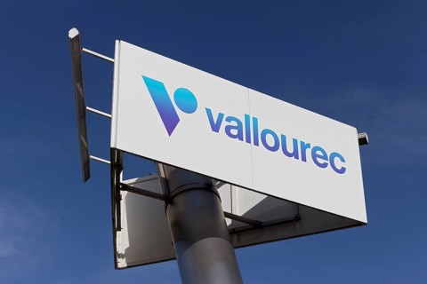 Vallourec logo on a pillar in front of the plant