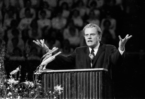 Performance and show by US revivalist Billy Graham on 2. 4. 1970 at the Westfalenhalle Dortmund