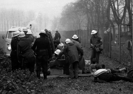An emergency exercise of the fire brigade