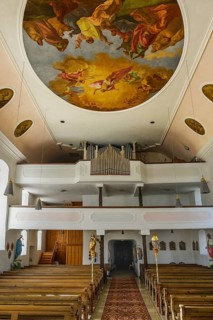 Organ gallery and ceiling frescoes