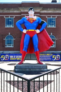 Statue of Superman in the historic centre of Metropolis