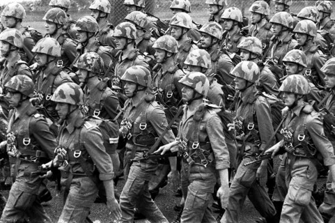 Parade of the Bundeswehr on the 20th anniversary of the founding of NATO in April 1969 at Dortmund Airport