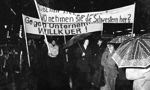 The dismissal of two nurses was protested by parts of the staff at Essen Hospital on 19 October 1973