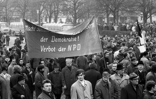 The 4th party congress of the radical right-wing NPD on 13 February 1970 in Wertheim in Baden-Wuerttemberg was accompanied by massive protests by democratic associations and parties