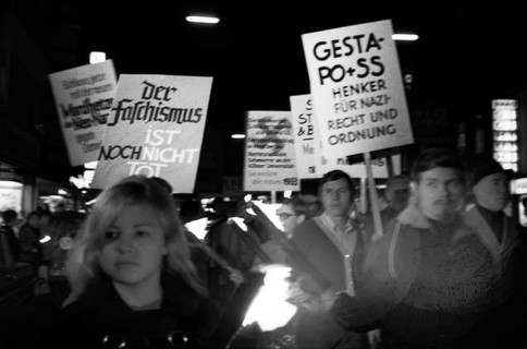 Cologne leftists demonstrated against neo-Nazis and international fascism through the city centre on 10. 11. 1968