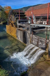The hammer mill with water wheel