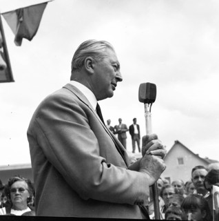 Federal Chancellor Kurt-Georg Kiesinger in 1969 opens the campaign for the 1969 federal election in his constituency of Loerrach