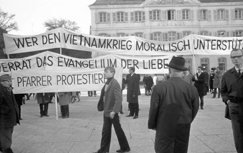 Those who support the Vietnam War betray the gospel of love. Pastors protest. With these slogans and sometimes wearing their robes