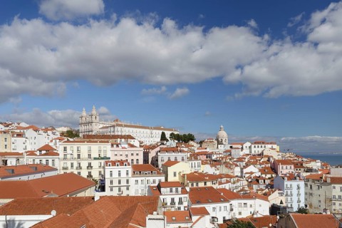 View over the Alfama district towards the Mosteiro De Sao Vicente De Fora