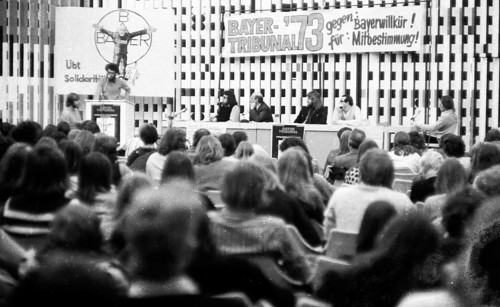 The promotion of co-determination at the Bayerkonzern was the aim of this event of trade unionists and left-wingers on 8 December 1973 in Leverkusen