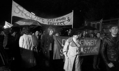 Supporters and friends of the SPD/FDP government coalition demonstrated in Bonn on 26 April 1972 with a torchlight march and rally in favour of the government and the ratification of the Eastern treat...