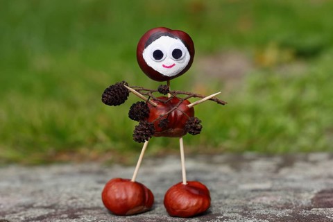 Chestnut figure carrying black alder cones