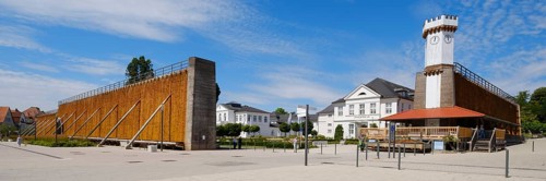 Graduation house and clock tower in the Salinenpark