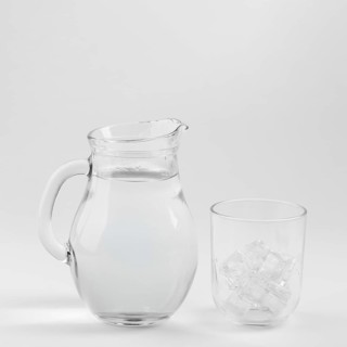 Jug water glass filled with ice