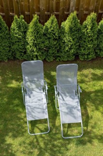 Two garden loungers in a meadow