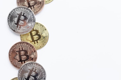 Bitcoin plain background with copy space