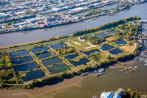 Aerial view of Kaltehofe Wasserkunst