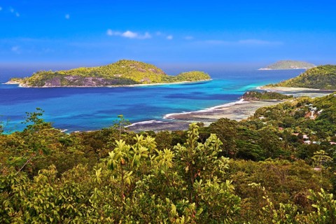 View of the beach and bay of Port Glaud