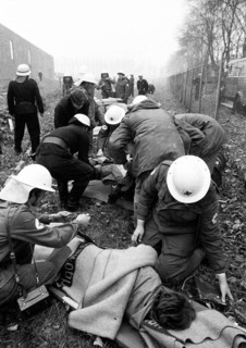 An emergency exercise of the fire brigade