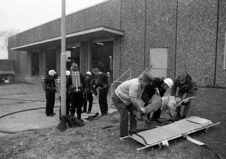 An emergency exercise of the fire brigade