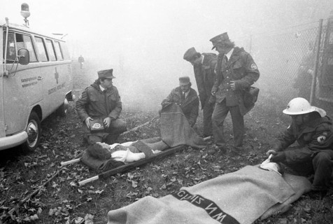 An emergency exercise of the fire brigade
