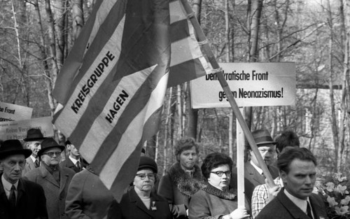 Good Friday 1945 the forest in Rombergpark was a place of crime. The commemoration of the Nazi crimes here on 23. 3. 1967 in Dortmund Bittermark a demonstration against neo-Nazism