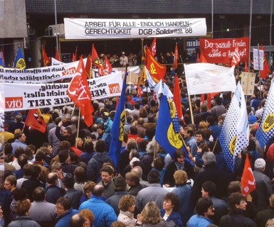 Ruhr area. DGB demonstration against unemployment and social cuts. ca 1982-4