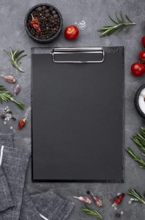 Ingredients with clipboard table