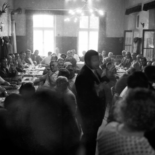 A gathering of protesting tenants in the Borbeck district of Essen