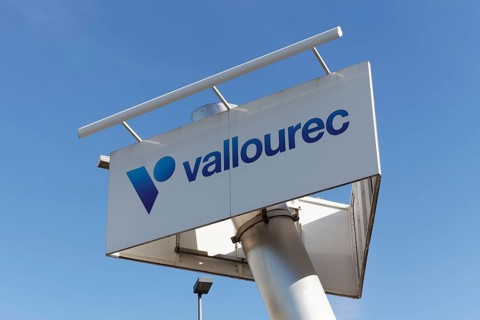 Vallourec logo on a pillar in front of the plant