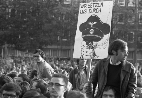 Far-reaching peaceful protests by students at the University of Muenster during the 1968 election campaign were answered by the police with the use of water cannons