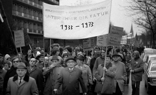 The dismissal of workers at the Mannesmann factory after a spontaneous strike not led by the union provoked protests by Mannesmann workers in Duisburg and other locations on 7 November 1973 and solida...