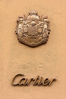 Logo and lettering of Jeweller Cartier on shop