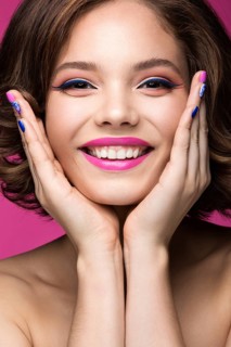 Beautiful model girl with bright makeup