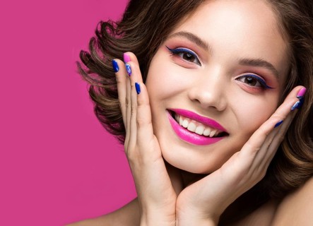 Beautiful model girl with bright makeup