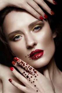 Beautiful girl with evening make-up