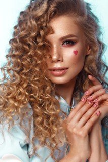 Pretty girl with curls hairstyle